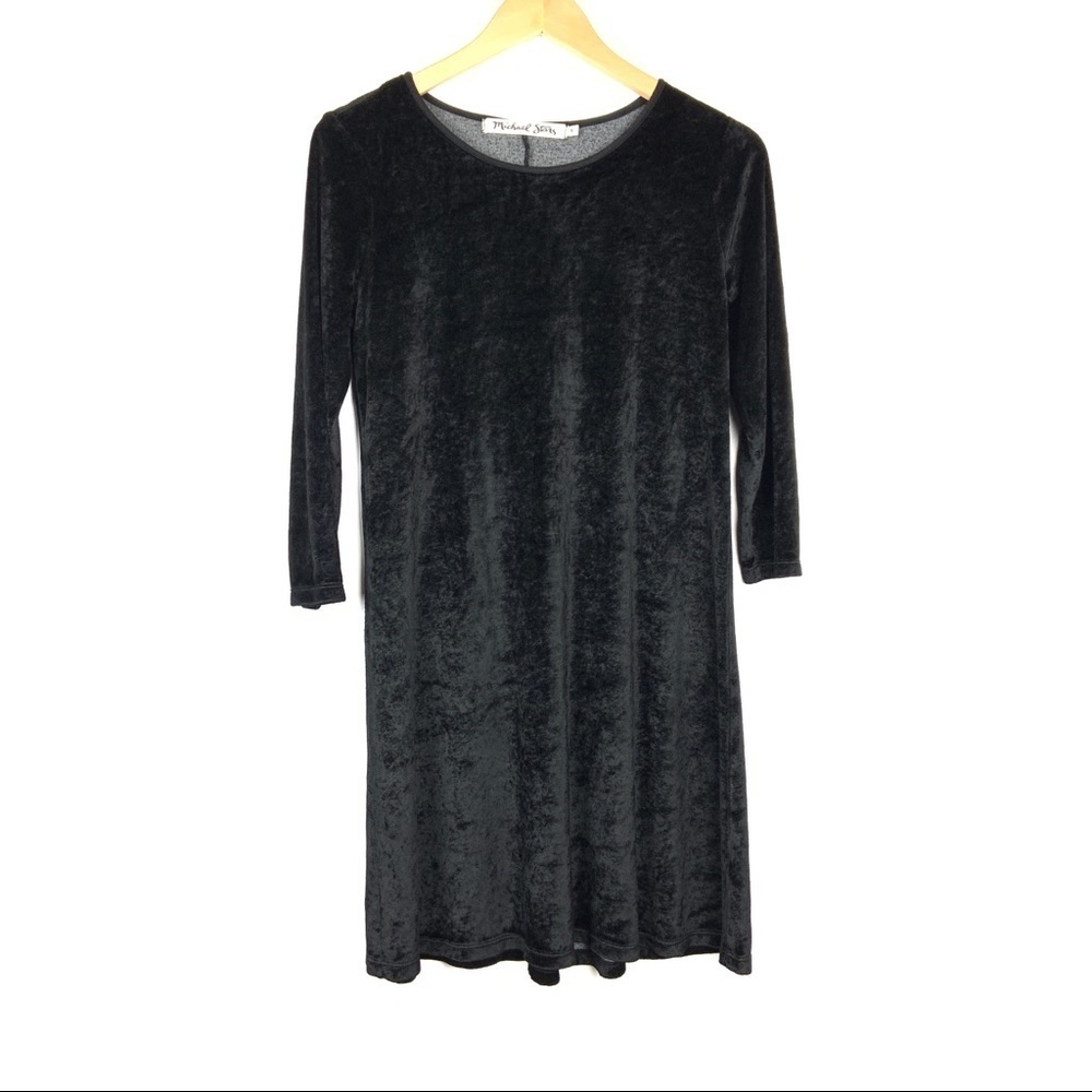 Michael Stars Velvet Shift Dress Sz Small Black